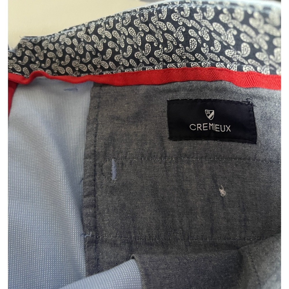 Cremieux Chino Flat Front Cotton Pants Blue Check 38W x 30L - Picture 4 of 8